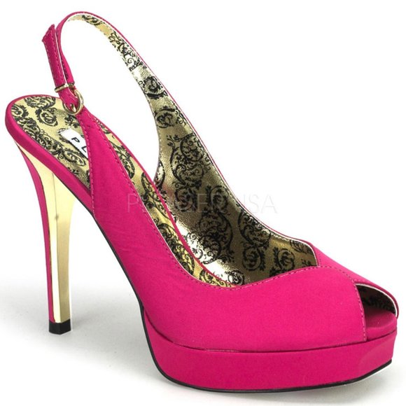 Fuschia stiletto satin shoes - Picture 2 of 5